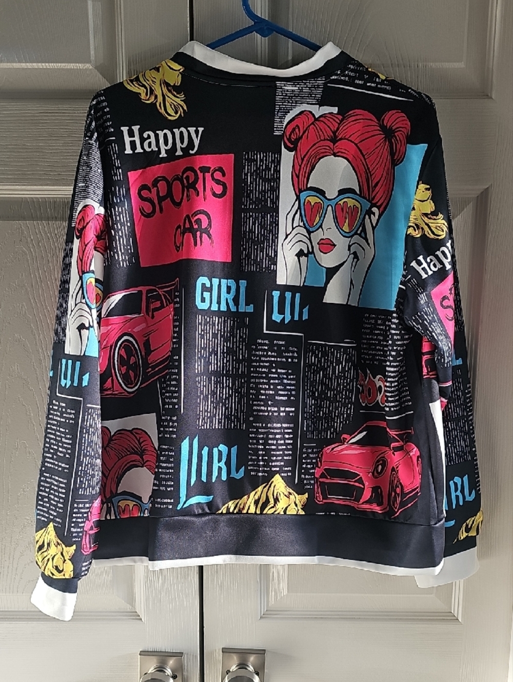 New XL Women's Pop Art Graphic Vibrant Streetwear Bomber Jacket - Picture 13 of 16